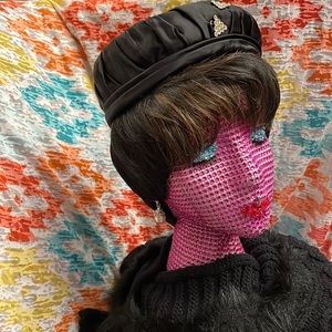 Black velvet and satin vintage hat